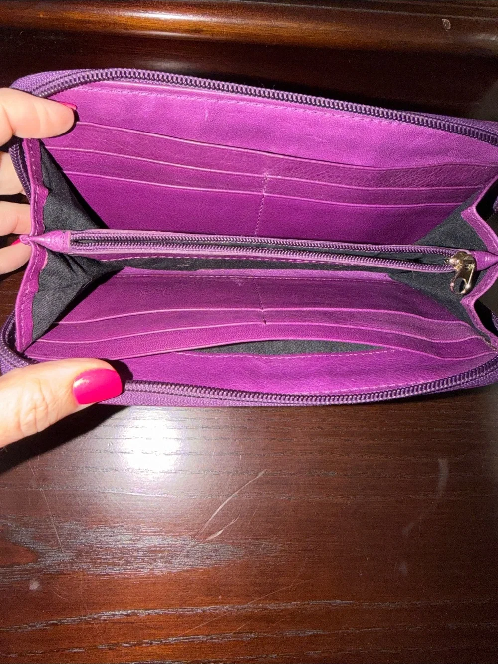 Rebecca Minkoff Deep Plum Leather Zip Wallet